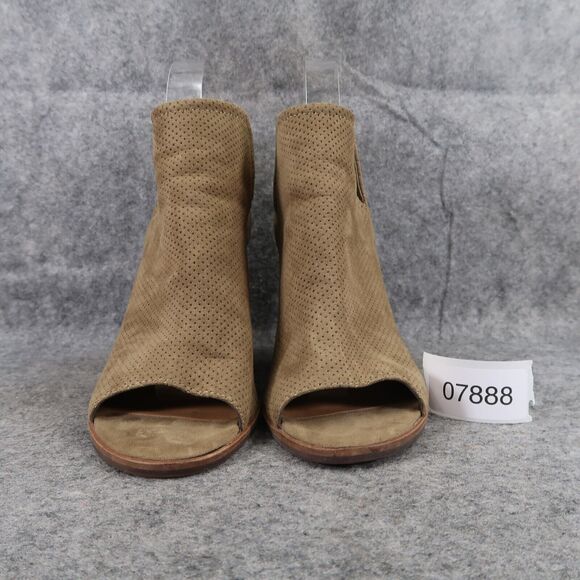 Dolce Vita Shoes Womens 7.5 Bootie Fashion Open Toe Cutout Chunky Heel Olive Zip - Picture 3 of 15